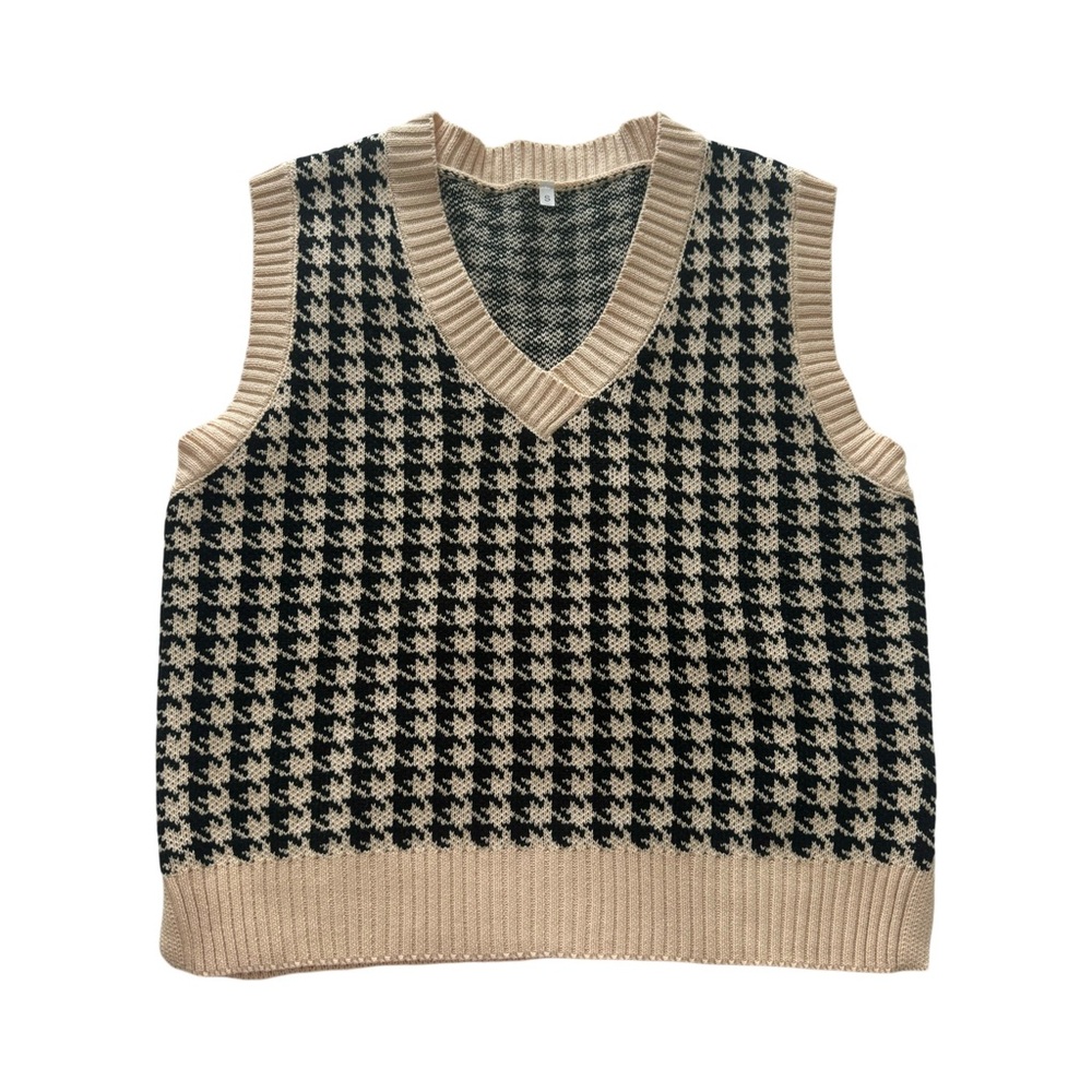 Plaid Gingham Knit Sweater Vest